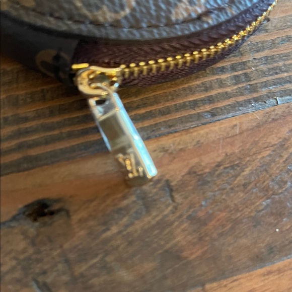 Brown and Gold Monogram Round Pouch - Picture 4 of 5